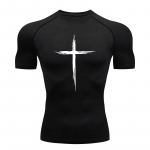 Meeste 2024. aasta Quick Dry Cross Print spordir&otilde;ivad, jooksukompressioons&auml;rk, sportlik lihaste s&auml;rk, j&otilde;usaali aluss&auml;rk, spordipealsed S-3XL XXXL