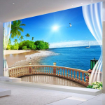 3D seinatapetimaal r&otilde;duakna merevaatega suur seinamaal rannamaastik elutuba magamistuba seinamaal 200 cm(W) x 140 cm(H)