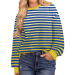 Naiste vabaaja tuunikatopid, kaelaga silmkoelised soonikkoes&auml;rgid, tr&uuml;kiga pikkade varrukatega pullover L sinine