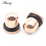 Alisouy 2PC roostevabast terasest tahke sile silinder k&otilde;rvam&otilde;&otilde;turid koonuskorgid tunneli laiendaja venitus k&otilde;rvar&otilde;nga augustamine keha ehted 1.6mm roosa kuldne v&auml;rv