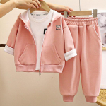 V&auml;ikelaste poiste riidekomplektid Uued s&uuml;gis-kevad pikkade varrukatega aktiivsed 2-osalised &uuml;likonnad Beebit&uuml;drukute lukuga jakk+p&uuml;ksid Lasteriided 80CM roosa