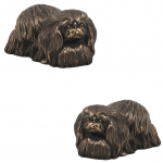 Pekingese, Pekinese, Peke - dog figurine, statue on white marble, trophy for Art-Dog dog show exhibition pruun