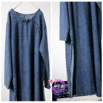 Naiste Denim Vintage Pullover-kleidid O-kaelaga pikkade varrukatega S&uuml;gisene hiina stiilis naiste A-joonega kleit One Size sinine