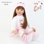 60 cm riidest keha Reborn Baby Doll Cosplay Girl Lifelike 55 cm t&auml;issilikooni kehaga vasts&uuml;ndinud nukkprintsess armsa multifilmi lehmaga, mis sobib lastele voodi m&auml;ngukaaslase m&auml;nguasjaga 60cm cloth body sinine