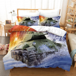 Tanki tekikottide komplekt, s&otilde;jateemaline lohukate lastele poistele, teismelistele meestele, sisekujundusega pol&uuml;estrist voodikate padjap&uuml;&uuml;riga 140x210cm 2pcs