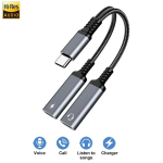 OTG 2 IN 1 USB C jaotur kahe t&uuml;&uuml;pi USB C k&otilde;rvaklappide pistikupesaga heliadapter PD 60 W kiirlaadija Samsung Huawei iPhone15 Xiaomi jaoks