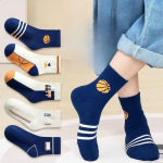 Laste number triibulised sokid kevad-s&uuml;gis pehmed puuvillased poisi keskmised torusokid vabaaja elastsed laste l&uuml;hikesed sokid &otilde;pilastele 5 paari 9-12Y