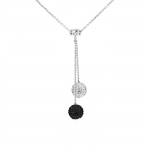 Collier Toi et Moi - LOVA LOLA VAN DER KEEN - Argent Massif 925 - Cristaux Noir et Blanc - 42 cm