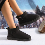 Suede Ballerinas Ankle Women Lumisaapad Soojad Mugavad Talvised Vabaajajalatsid Uus Trend Kuum M&uuml;&uuml;k K&otilde;ndimiseks Libisemiskindlad Chaussures Femme 44 black