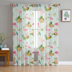 P&otilde;hjamaade stiilis roosad flamingo l&auml;bipaistvad kardinad elutoa aken t&uuml;llkardinad magamistoa k&ouml;&ouml;gi jaoks Kodukaunistus Voile kardinad W135 x H115cm x1&Rod Pocket