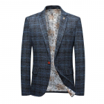 Meeste vabaaja &uuml;likond Korea versioon, Slim Fit, moodne ruuduline meeste &uuml;likond, l&auml;&auml;ne jope M sinine
