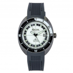 Bulova Oceanographer GMT PU rihm t&auml;isvalge valge sihverplaadiga automaatne Devil Diver's 98B407 200M meeste k&auml;ekell valge