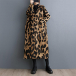Suurem&otilde;&otilde;tmeline Vintage Leopard vabaaja vaba pikk kevadine s&uuml;gismantel naistele Jope Riided &Uuml;ler&otilde;ivad