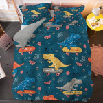 Multikas Dinosaurus Voodipesukomplekt &Uuml;heinimesevoodi, Queen-suurus, King-suurus Boho Tekk/Tekikott Pol&uuml;ester Tepitud Kate Padjap&uuml;&uuml;r Pehme Voodipesu 135x200cm 2pcs