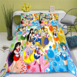 3D Sailor Moon Anime Voodipesukomplekt Tekikott 100% Pol&uuml;ester Sobib Lastele ja T&auml;iskasvanutele 3-osaline Komplekt 1 Tekikott 200x200cm