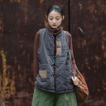 Johnature Naiste vintage mantlid, varrukateta, n&ouml;&ouml;pideta riided, s&uuml;gisesed soojad mantlid One Size tumehall v&auml;rv