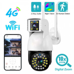 WiFi/4G Sim IP-kaamera V&auml;listingimustes Veekindel Kaamera Kahe Objektiiviga Automaatse J&auml;lgimisega &Ouml;ise N&auml;gemisega CCTV Turvakaitse V380 Pro Kodu Monitor 8MP WiFi Camera valge