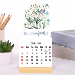Lauakalender 2025, Loominguline lilledega laua kalender puidust alusega, Vaasikujuline uue aasta kuuplaneerija, P&uuml;stine &uuml;mberp&ouml;&ouml;ratav dekoratiivne One Size