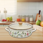 Emailpott kaanega Keetmine Paksendamine Hautamine Vintage K&ouml;&ouml;gin&otilde;ud K&auml;epide Retro Pasta jaoks Flowers