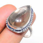 Smoky Topaz Handmade 925 Sterling Silver Jewelry Ring Size 9 o9f77