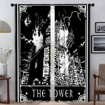 Kodu sisekardinad elutuppa Deadly Tarot P&auml;ike Plekk-silt Pimenduskardinad 2 t&uuml;kki Vahesein Aknakardin Varjud W50xH70cmx2pcs-CL