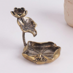 1 tk Antiikne messing Lootoselehe tagasivoolu viirukip&otilde;leti kaunistused Tahke puhas vask Konn Lootose tiigi kaunistused Teelemmikud