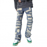 Meeste teksad Distressed pestud vintage teksap&uuml;ksid 4 s&uuml;gava taskuga High Street Style sirge s&auml;&auml;rega teksap&uuml;ksid S