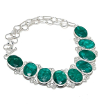 Emerald(Simulated) Gemstone Handmade 925 Sterling Silver Necklace 18 p0t40