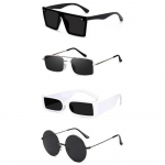 Sheomy Unisex Combo pakkumine 4-v&auml;rviliste prillidega ruudukujulised p&auml;ikeseprillid Ristk&uuml;lik Retro Vintage Kitsad Naised::Mehed, kombineeritud pakkumispakk