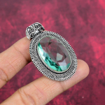 Aqua Apatite ripats, 925 tahke h&otilde;bedane ripats, k&auml;sitsi valmistatud kalliskivist ehted, kingitused naisele uhiuus ripats 2.07 Inches