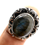 Blue Fire Labradorite Gemstone Handmade Birthday Gift Jewelry Ring 7.75 j5d80