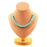 Pierres et Min&eacute;raux. Collier 20 perles Howlite Turquoise 8 mm Chaine en acier inoxydable Collier femmes, hommes. Taille personnalis
