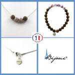 Pierres et Min&eacute;raux. Parure Bracelet Collier 4 Perles Mica violet de Tanzanie + bois 8 mm. Taille personnalisable.