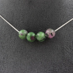 Pierres et Min&eacute;raux. Collier 4 perles Epidote d'Australie 8 mm. Chaine en acier inoxydable Collier femmes, hommes. Taille personnal