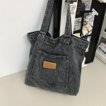 Denim l&otilde;uendist &otilde;lakott Naiste suure mahutavusega ostukott Ni&scaron;iline kirjanduslik kandekott Jaapani ja Korea vabaaja mitmek&uuml;lgne k&auml;ekott must