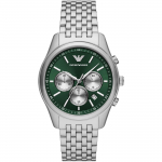 Emporio Armani AR11581 Kronograaf Roostevabast terasest Roheline sihver Meeste k&auml;ekell 41