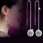Naiste Cubic Zirconia Dangle Long Chain Line K&otilde;rvar&otilde;ngad Ehted