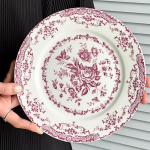 8/10 tolli Prantsuse vintage roosi keraamiline taldrik Euroopa stiilis &otilde;htus&ouml;&ouml;gi taldrikud salati desserdi &otilde;htus&ouml;&ouml;gi taldrik majapidamiskunst lauan&otilde;ud 8 inches