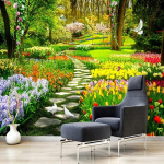 Moodne Tapeet Loodusmaastik Foto Seinamaal Lilled Rohi Puud Seinakatted Kodu Kaunistus 200 cm(W) x 140 cm(H)
