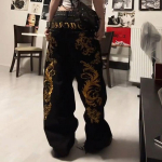 Ameerika Retro Draakonimustriga Sirged Teksad Millennium Subkultuuri Mood Harajuku Hip Hop Y2k P&uuml;ksid Baggy Teksad S