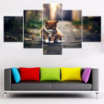 L&otilde;uendimaalingud Seinakunst Modulaarne 5 t&uuml;kki Loomakass Kurb Plakat HD Prindib pilte Elutoa Kodudekoratiiv Ilma raamita 20x35cm*2 20x45cm*2 20x55cm*1