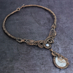 Moonstone, Larimar Handmade Copper Wire Wrap Jewelry Necklace 18 s2s30