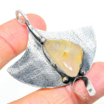 Golden Rutile Handmade 925 Sterling Silver Jewelry Pendant 2.44 a6m86