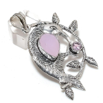 Pink Chalcedony, Kunzite Handmade 925 Sterling Silver Jewelry Pendant 2.56 d5q84