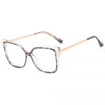 Stiilsed prillid miinus l&uuml;hin&auml;gelikkus Prillid Naised Leopard &Uuml;lem&otilde;&otilde;dulised Ruudukujulised Prilliraamid Metall Arvuti Sinise Valguse Vastased Prillid 0~-6. myopia-200