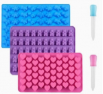 Silikoonist kommi vormide komplekt Mini Karupoeg Dinosaurus Fondant vorm Pipetiga DIY &Scaron;okolaadikook 55
