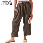 HNXC Naiste moe vabaaja &uuml;hev&auml;rvilised k&otilde;rge v&ouml;&ouml;kohaga p&uuml;ksid ja kapriis XXXL kookosp&auml;hkli