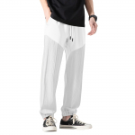 Meeste pikad p&uuml;ksid, elastne v&ouml;&ouml;koht n&ouml;&ouml;riga, kerged, slim fit, taskutega, mugavad ja hingavad linased pikad p&uuml;ksid XL valge