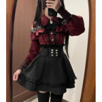 Jirai kei Riietus Lolita T&uuml;drukute Pluus Naiste Pikkade Varrukatega S&auml;rk Kawii Vibu Must Seelikud S&auml;rgid Y2K Magus Jaapani Daami Stiili Komplekt L