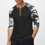 Men's top with three-quarter sleeves and camouflage print L